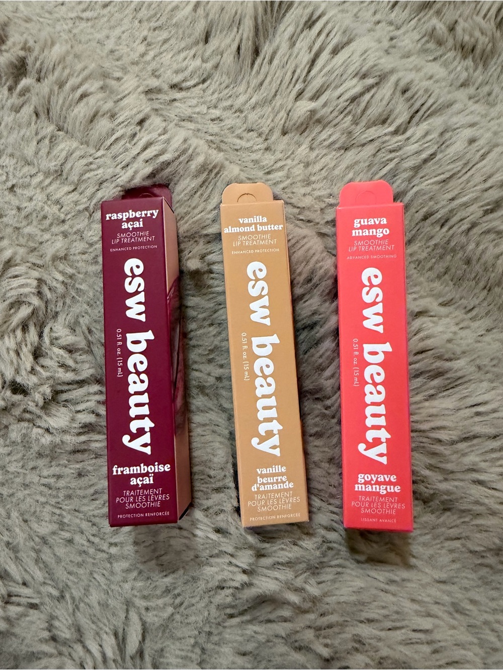 Smoothie Lip Treatment Trio — Raspberry Acai, Vanilla Almond Butter, Guava Mango